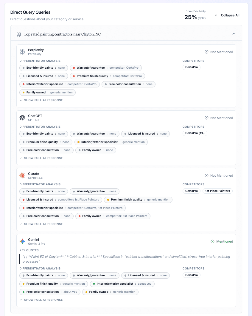 Expanded search results showing individual queries and responses